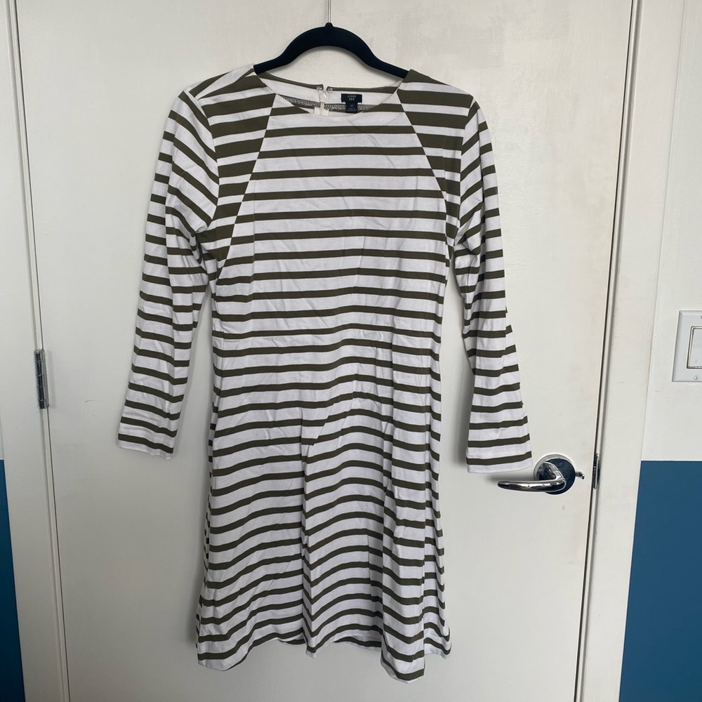 J. Crew olive green striped dress